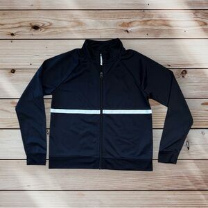 Athletic Works Black Track Jacket White Stripe Zip Up Kids Large 10 12